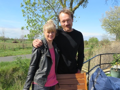 Owners Emily and Finnegan on board Saraphina on the Canal du Midi