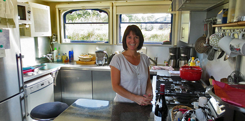 Apres Tout Chef Caroline in her galley