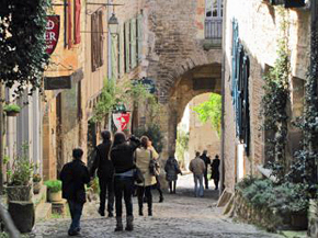 Village street of Cordes-sur-Ciel, France