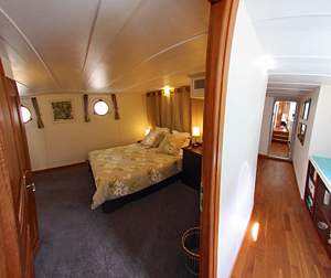 Spacious cabins with choice of twin beds or queen beds