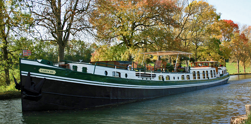 Saroche barge cruise on the Marne River, Champagne, France